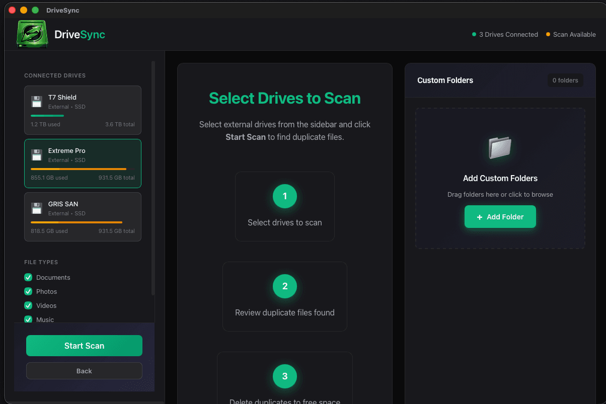 DriveSync main interface
